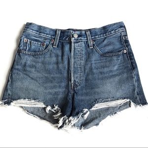 Levi’s Distressed Denim High Waisted 501 Shorts